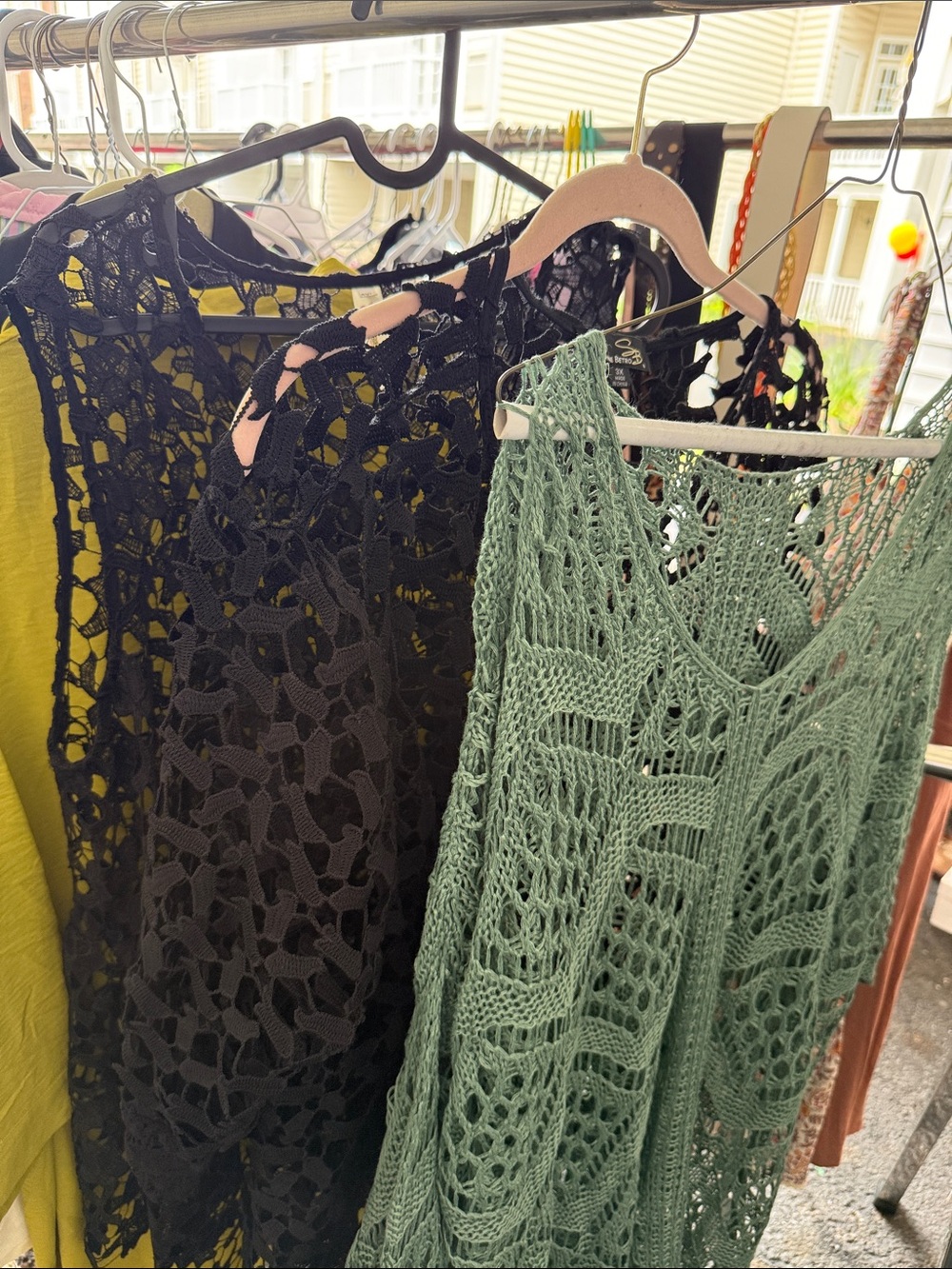 3 Lightweight Green, Black Crochet Cardigan